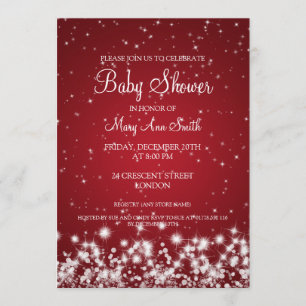 Invitation Élégant Baby shower rouge étincelant