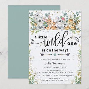 Invitation Élégant Baby shower Safari Wild One Bush 