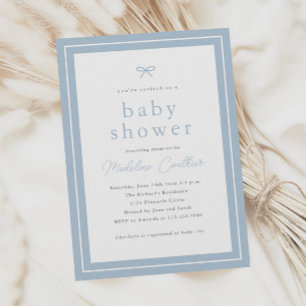 Invitation Elégant Baby shower simple Dusty Blue Boys