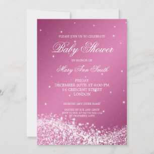 Invitation Elegant Baby Shower Sparkling Wave Pink