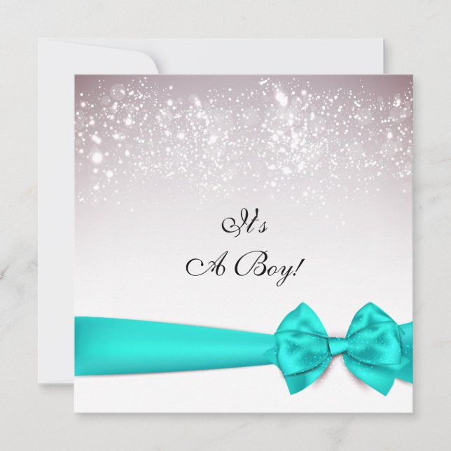 Invitation Élégant Baby shower Turquoise de boue étincelante (Devant)