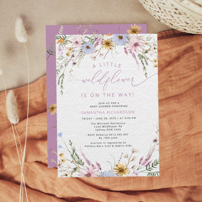 Invitation Elégant Baby shower Un Peu Fleur sauvage (Créateur téléchargé)