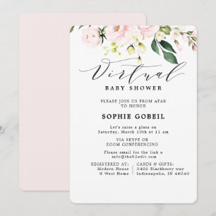 Invitation Élégant Baby shower viRTUTAL rose pâle
