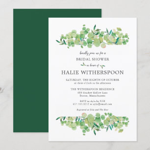 Invitation Élégant Bain de Mariée Feuillage d'Eucalyptus