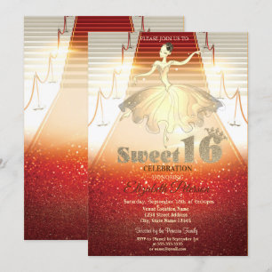 Invitation Élégant Ballerina Rouge tapis doux 16