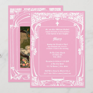 Invitation Élégant Baptême Art Nouveau