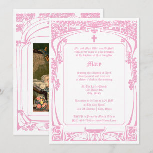 Invitation Élégant Baptême Art Nouveau