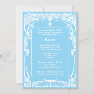 Invitation Élégant Baptême Art Nouveau