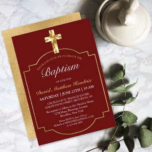 Invitation Élégant Baptême de la Croix d'Or de Bourgogne