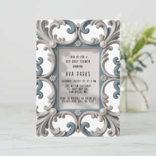 Invitation Elégant baroque Baby Boy Douche