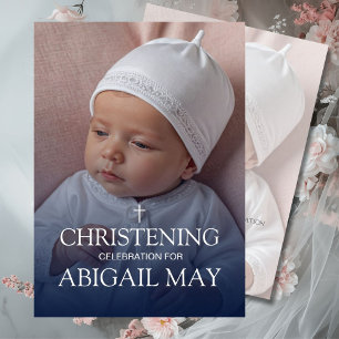 Invitation Élégant Bébé Christening Photo Minimaliste