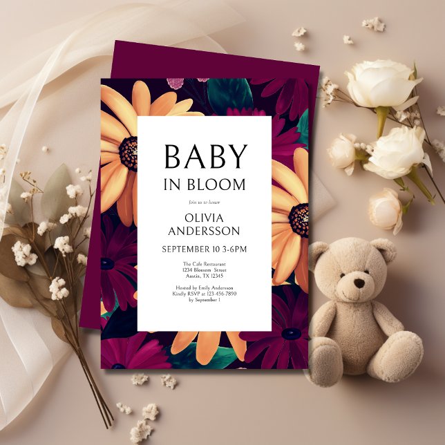 Invitation Élégant bébé floral dans le Baby shower en fleurs (Créateur téléchargé)