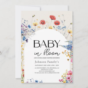 Invitation Elégant bébé moderne en fleurs Ressort douche Invi