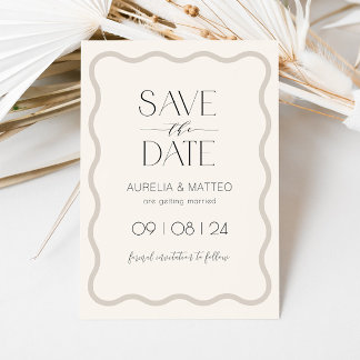Invitation Elégant beige minimal bordure de pétoncle Enregist