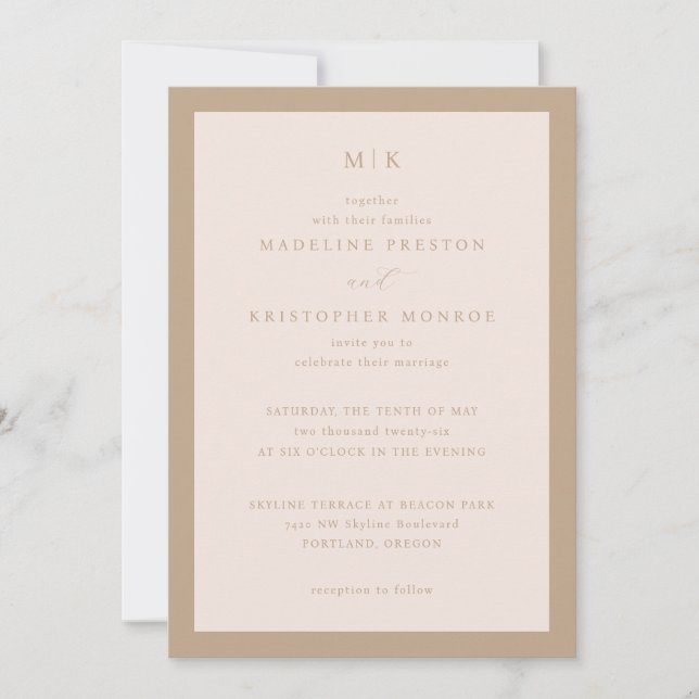 Invitation Elegant Beige Minimalist Calligraphy (Devant)