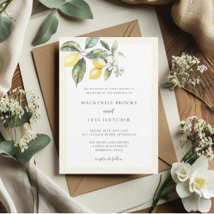 Invitation Élégant beurre de citron Jaune Mariage naturel