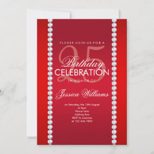 Invitation Elégant bijou diamant Ruby Red Anniversaire