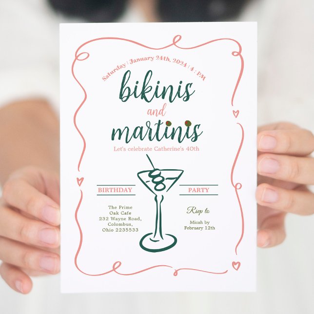 Invitation Elégant Bikinis et Martinis 30e anniversaire (Créateur téléchargé)