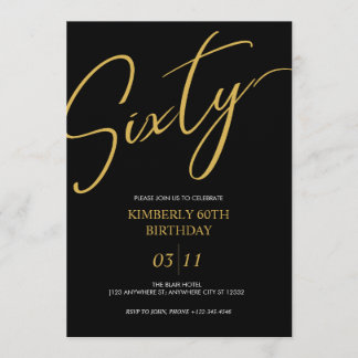 Invitation Elegant Black and Gold 60th Birthday Party