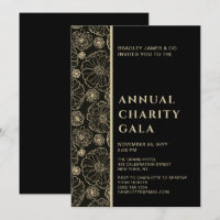 Élégant Black Botanical Charity Event Gala Party