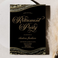 Élégant Black Gold Agate Retraite Party