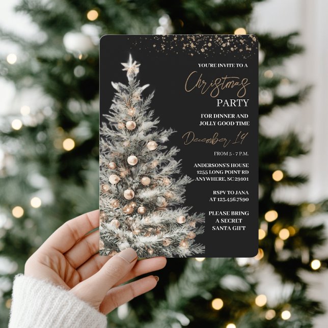 Invitation Elegant Black & Gold Christmas Party (Créateur téléchargé)