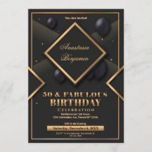 Elégant Black Gold Géométrique fête d'anniversaire