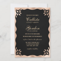 Elégant Black Gold Metallic Wavy Mariage frontière