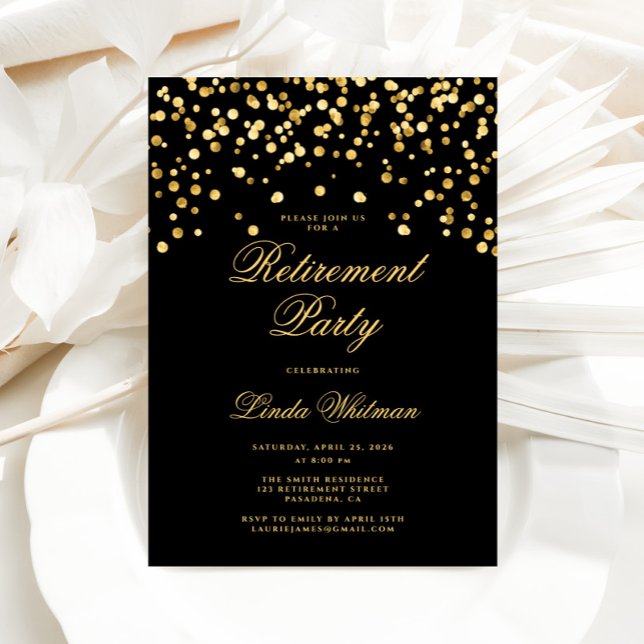 Invitation Elegant Black & Gold Retirement Party (Créateur téléchargé)