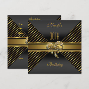 Invitation Elégant Black Gold Stripe 30e anniversaire Invitat