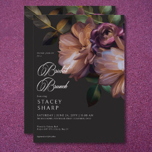 Invitation Élégant Black Moody Floral Bridal Brunch