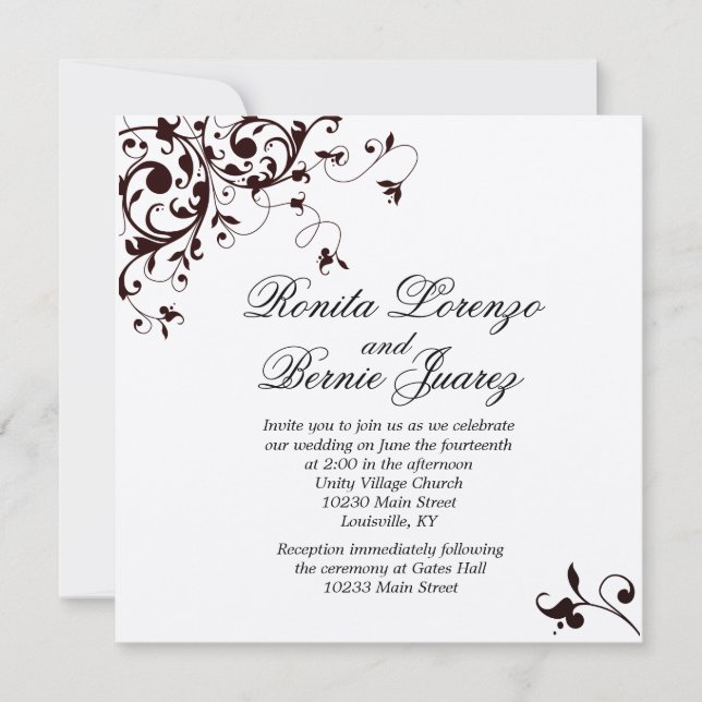Invitation Elégant Black Swirl - Papier à champagne métalliqu (Devant)