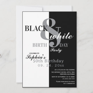 Invitation Elegant Black & White Birthday Party