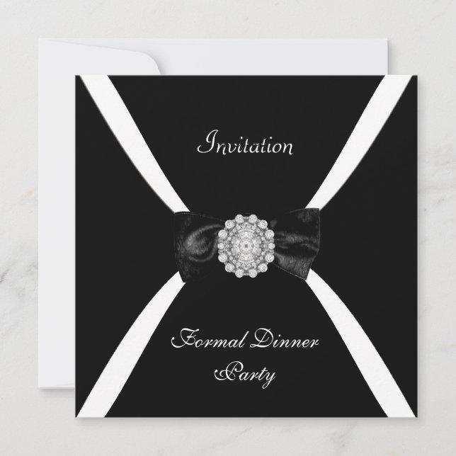 Invitation Elegant Black White Bow Cravate (Devant)