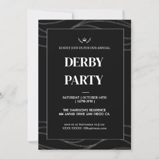 Invitation Elegant Black & White Kentucky Derby Party Invitat