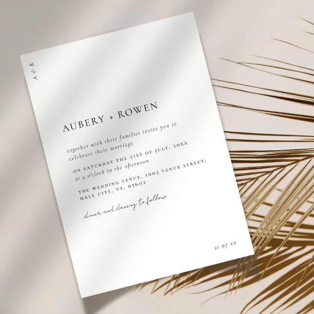 Invitation Elegant Black & White Minimalist Simple Wedding (Créateur téléchargé)