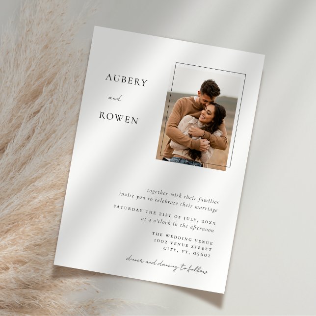 Invitation Elegant Black & White Simple Photo Wedding (Créateur téléchargé)