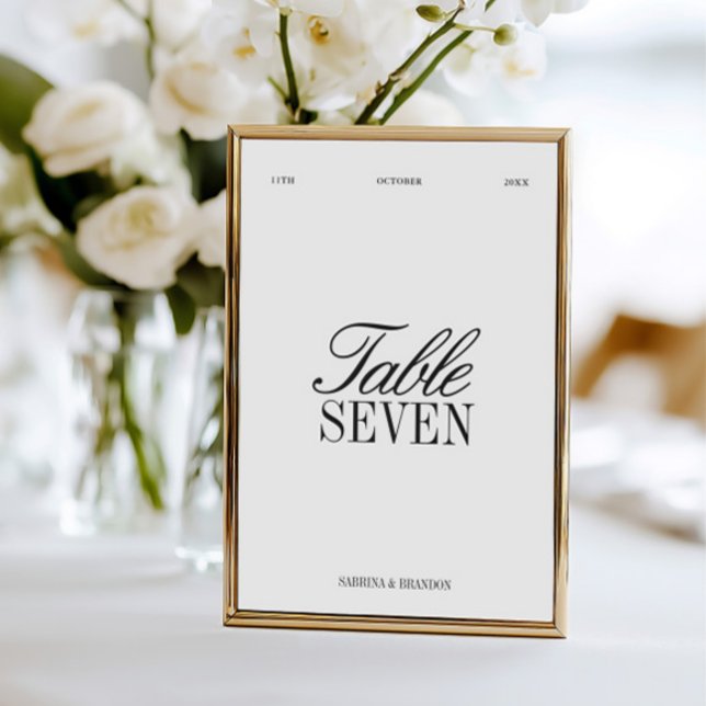 Invitation Elegant Black & White Wedding Table Number (Elegant Black & White Wedding Table Number)