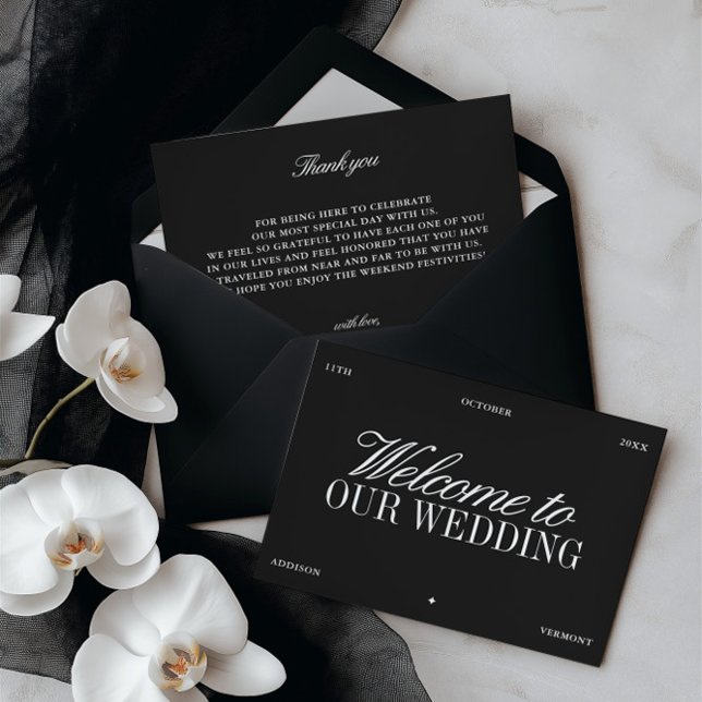 Invitation Elegant Black & White Wedding Welcome Card (Elegant Black & White Wedding Welcome Card)