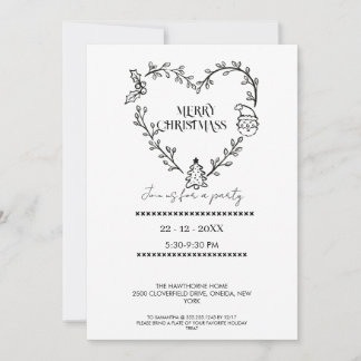 Invitation Elegant Black & White Wreath Design
