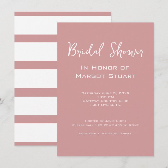 Invitation Élégant blanc de script blanc Fête des mariées de  (Devant / Derrière)