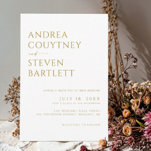 Invitation Élégant blanc et champagne Mariage neutre