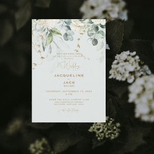 Invitation Elégant blanc Hydrangea Lumière Mariage II