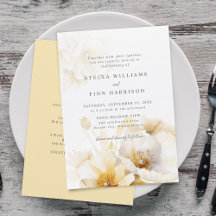 Elégant Blanc Jaune Or Fleurs Détails Mariage