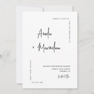 Invitation Élégant blanc minimaliste QR Code Mariage photo