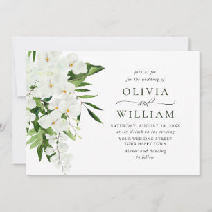 Invitation Elégant blanc Orchidées Bohème Mariage de verdure