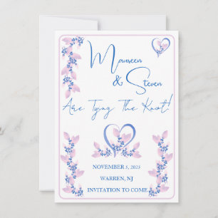 Invitation Élégant blanc, rose et bleu floral Enregistrer la 
