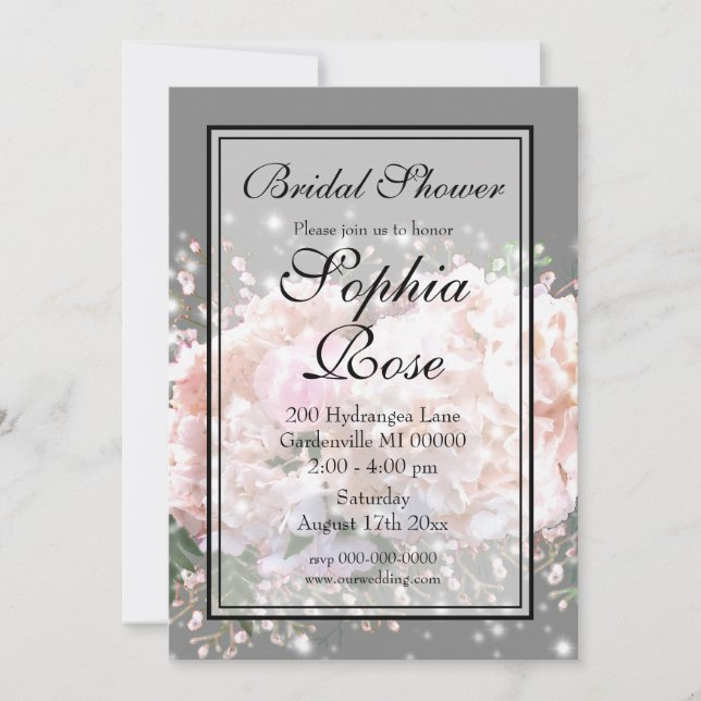 Invitation Elégant blanc roses bébés respirer nuptiale douche (Devant)