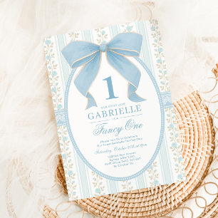 Invitation Elégant Bleu Bow Fancy One Love Shack 1er Annivers