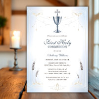 Elégant Bleu Catholique Garçon Première Communion